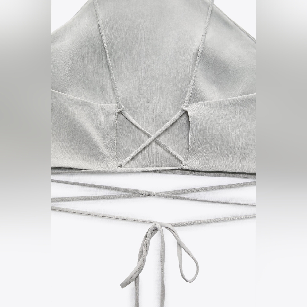 LINEN BLEND CROP TOP - Picture 4 of 7